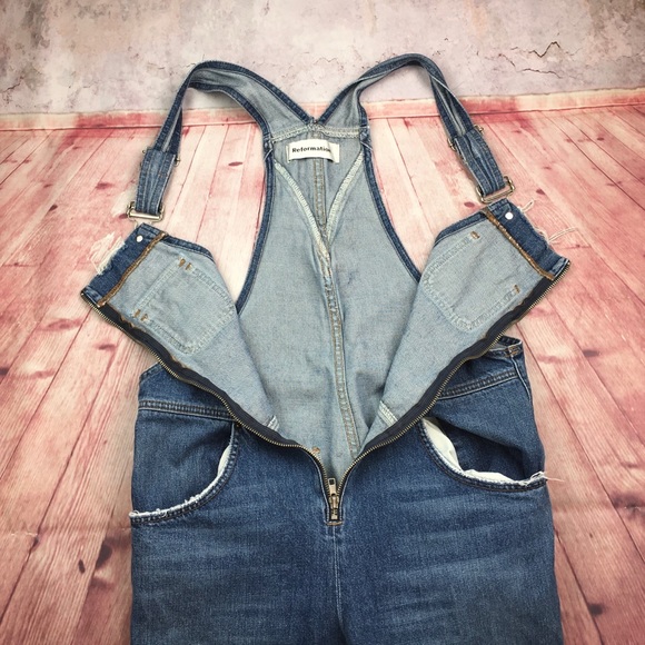 ☮️Reformation BENJI DISTRESSED Denim Overall in Celtic Size 6 - Picture 6 of 16
